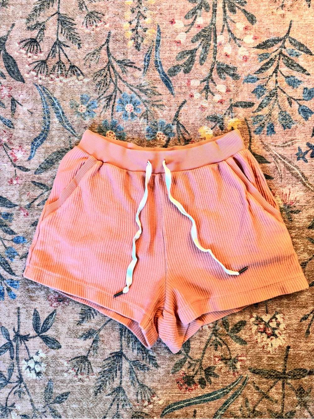 aerie Ribbed Drawstring Athletic Shorts - Coral